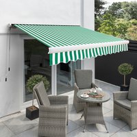 Full Cassette Manual Awning - Green & White Stripe / 200cm