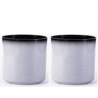 Glazed Slate and Black Cylinder Planter - Slate/Black / 26cm / 2