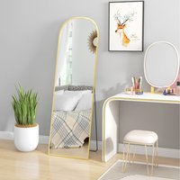 HOMCOM Full Length Mirror w Aluminium Frame - Gold Tone / 1.5cm