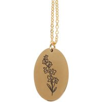 July Larkspur Birth Flower Necklace Gift Card - Gold