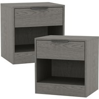Bedside Cabinet with Shelf - Wooden Bedroom Nightstand Side Table - CedarGrey / 2 / 46.5cm