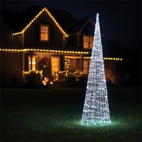 Xmas Haus 27X27X120cm Silver Tower Tree 300W Microled 5M Lea - Silver