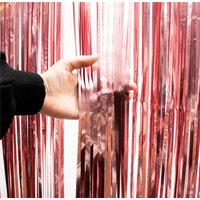 Metallic Tinsel Curtain, 3M x 1M Rose Gold - Gold