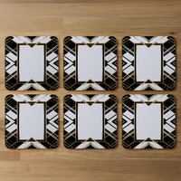 Art Deco Frame Designer Coaster - Black