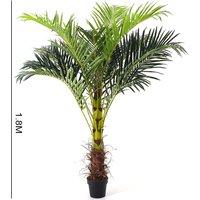 Lifelike Artificial Palm Tree with Lush Green Leaves - Green