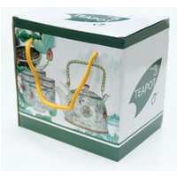Herbal Teapot Set with 6 Cups Green Mosaic Eco Friendly Gift - Green