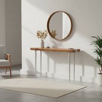 Almora Natural Acacia Wood Console Table - Silver