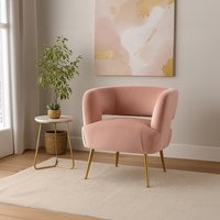Larissa Pink Velvet Curved Accent Chair - Pink