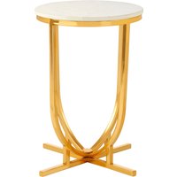 Templar White Marble and Gold Round Side Table - Gold
