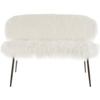 Sienna Faux Fur Two Seater Sofa With Black Legs - White