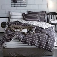 Grey stripe Printed Duvet Set - Grey / 220cm