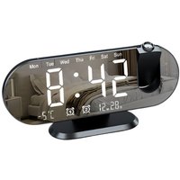 LED Alarm Clock with Temperature Humidity and Projection Display - White