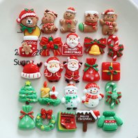 25-Piece Christmas Snowman DIY Resin Accessories Set - Red