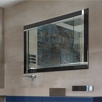 MirrorOutlet Calder Black Glass Venetian Mirror 120 x 80cm - Black