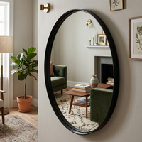 80cm Large Round Black Wall Mirror Aluminium Frame Deep Frame - Black