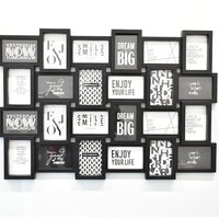 24 Multi Aperture Zig Zag Style Collage Photo Frame Home Decor Display 85x57 Cm - BLACK