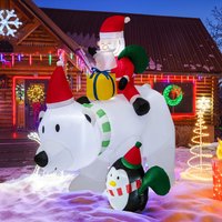 LED Lighted Xmas Inflatable Polar Bear - White