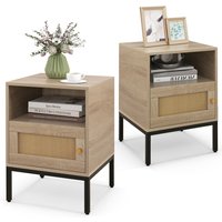 Boho Style Accent Table Nightstand - Brown