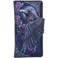 Ravens Flight Black Wing Floral Embossed Purse - 18.5cm