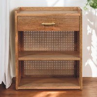 Solid Wood Larissa T-Bar Open Bedside - Brown