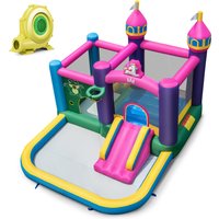 6-in-1 Inflatable Bounce House Castle with Blower - Blue