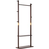 Freestanding Wooden Coat Stand with 5 Hooks - Walnut