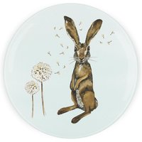 Hare & Dandelions Round Worktop Protector - Textured Glass Chopping Board - Brown