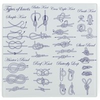 Types of Knots Large Square Worktop Protector - Smooth Glass Chopping Board - Blue