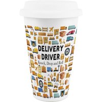 Novelty Delivery Driver Ceramic Travel Mug - Reusable Drinks Cup Gift - White