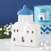 Santorini White and Blue Tealight Oil and Wax Warmer - White