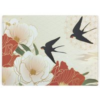 Oriental Swallows Large Smooth Glass Worktop Protector - Kitchen Chopping Board