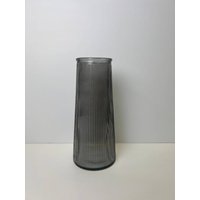 Stylish Smoky Grey Tall Ribbed Vase - Grey