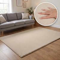 Washmellow Machine Washable Soft Pile Area Rug with Non-Slip Backing - Beige / 140cm / 80cm / 1.12kg