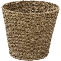 Natural Round Seagrass Waste Paper Basket Bin - Seagrass / Wood