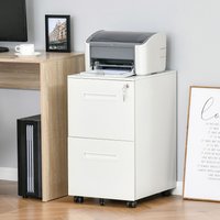Vinsetto Mobile File Cabinet with Adjustable Partition and Lock - White