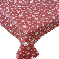 PVC Red White Snowflake Christmas Table Cloth - Red / 200cm