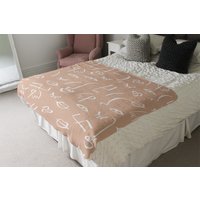 Line Drawing Abstract Faces Blanket - Pink