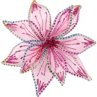 Sugar Wonderland, Pink Flower Clip with Rainbow Jewels - Pink Sugar Wonderland, Pink Flower Clip with Rainbow Jewels - Pink