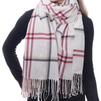 CRAGGI Check Scarf Red Blue Cream - Red