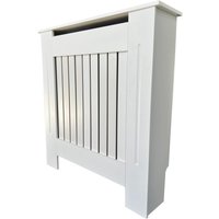 Small Wooden Slatted Grill Radiator Cover MDF Cabinet - White