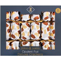 Jonas & James, Pack of 6 Deluxe Opulent Foil Crackers - White Jonas & James, Pack of 6 Deluxe Opulent Foil Crackers - White