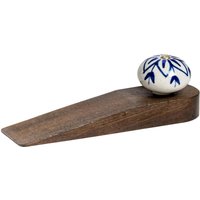 Wooden Door Stop Navy Flower - Black