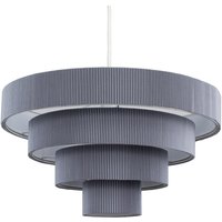 Modern 4 Tier Dark Grey Fabric Ceiling Pendant Light Shade - Grey