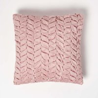 Grace Pleated Pink Velvet Cushion - Dusk Pink