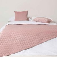 Homescapes Diamond Quilted Velvet Bed Throw - Pink