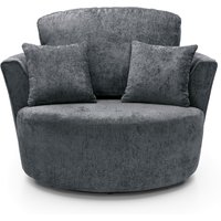 Harriet Crushed Chenille Swivel Chair - Dark Grey