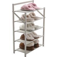 Foldable Bamboo Shoe Rack - White / 75cm