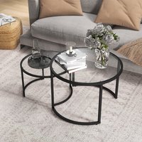 HOMCOM Nesting Coffee Table Set of 2 - Black / Painted