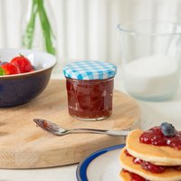 Glass Jam Jars - 130ml - Blue Gingham / 12