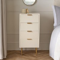Ribbed Drawer Wooden Bedside Table - White / 78cm